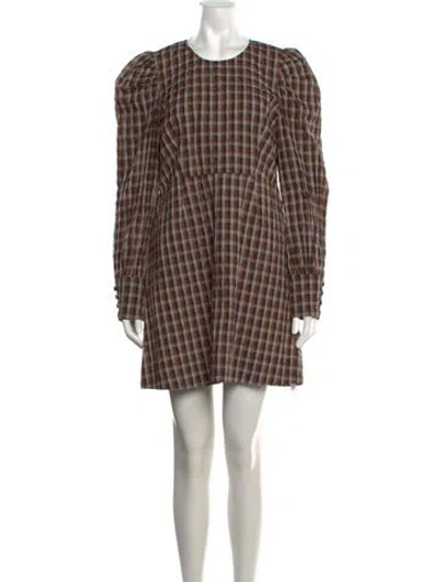 Pre-owned Baum Und Pferdgarten Plaid Print Mini Dress In Brown
