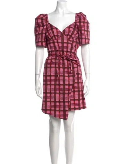 Pre-owned Baum Und Pferdgarten Plaid Print Mini Dress In Pink