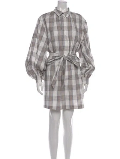 Pre-owned Baum Und Pferdgarten Plaid Print Mini Dress W/ Tags In White