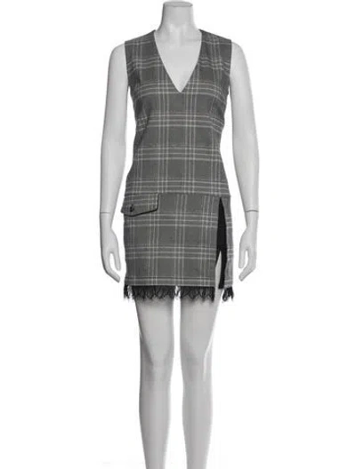 Pre-owned Baum Und Pferdgarten Plaid Print Mini Dress In White