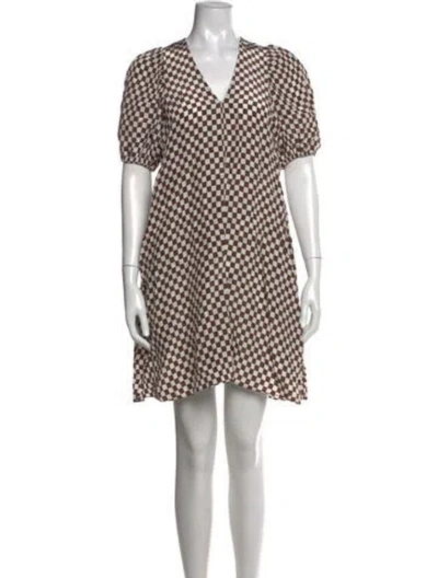 Pre-owned Baum Und Pferdgarten Plaid Print Mini Dress In White