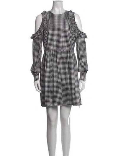 Pre-owned Baum Und Pferdgarten Plaid Print Mini Dress In White