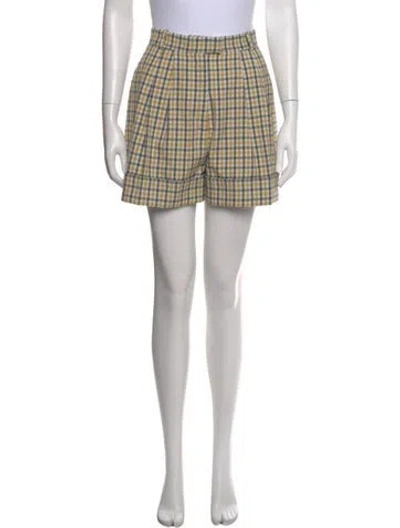Pre-owned Baum Und Pferdgarten Plaid Print Mini Shorts In White