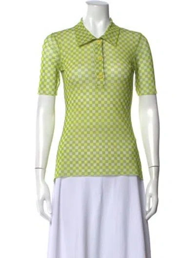 Pre-owned Baum Und Pferdgarten Plaid Print Short Sleeve Polo In Green