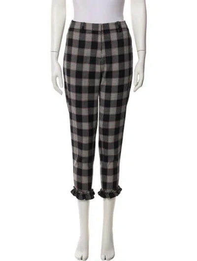 Pre-owned Baum Und Pferdgarten Plaid Print Straight Leg Pants In Black