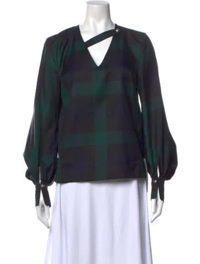 Pre-owned Baum Und Pferdgarten Plaid Print V-neck Blouse In Black