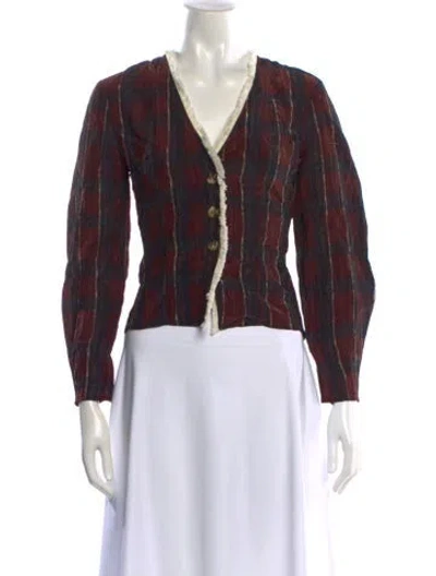 Pre-owned Baum Und Pferdgarten Plaid Print V-neck Blouse In Multi