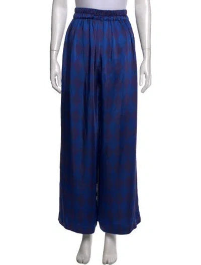 Pre-owned Baum Und Pferdgarten Plaid Print Wide Leg Pants In Blue