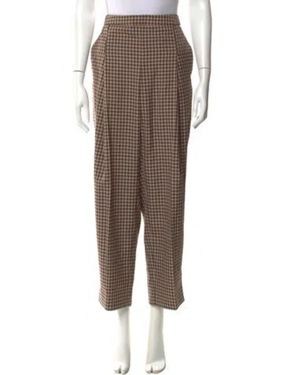 Pre-owned Baum Und Pferdgarten Plaid Print Wide Leg Pants In Brown