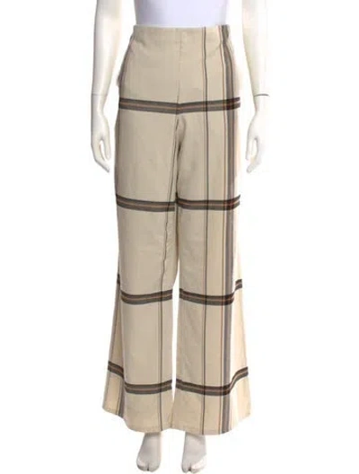 Pre-owned Baum Und Pferdgarten Plaid Print Wide Leg Pants In Neutral