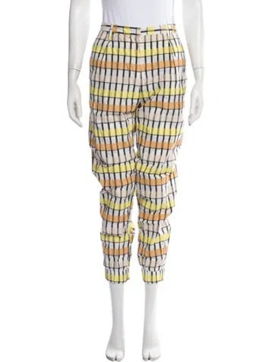 Pre-owned Baum Und Pferdgarten Plaid Print Wide Leg Pants In Yellow