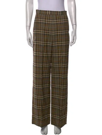 Pre-owned Baum Und Pferdgarten Plaid Print Wide Leg Pants In Yellow