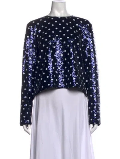 Pre-owned Baum Und Pferdgarten Polka Dot Print Crew Neck Top In Blue