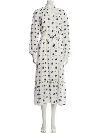 Pre-owned Baum Und Pferdgarten Polka Dot Print Long Dress In White
