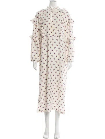 Pre-owned Baum Und Pferdgarten Polka Dot Print Long Dress In White