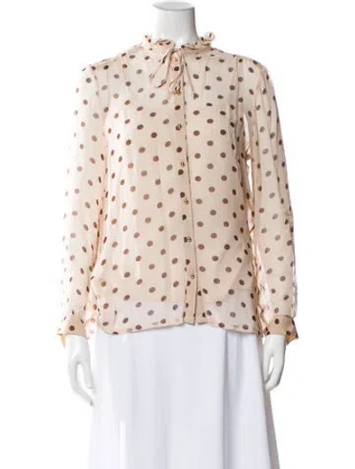 Pre-owned Baum Und Pferdgarten Polka Dot Print Long Sleeve Blouse In Blue