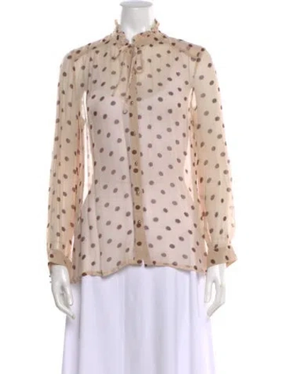 Pre-owned Baum Und Pferdgarten Polka Dot Print Long Sleeve Blouse In Pink