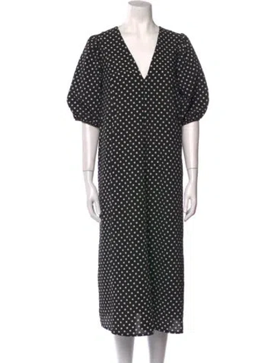 Pre-owned Baum Und Pferdgarten Polka Dot Print Midi Length Dress In Black