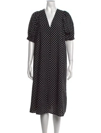 Pre-owned Baum Und Pferdgarten Polka Dot Print Midi Length Dress In Black