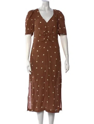 Pre-owned Baum Und Pferdgarten Polka Dot Print Midi Length Dress In Brown