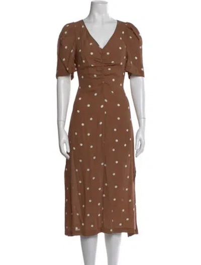 Pre-owned Baum Und Pferdgarten Polka Dot Print Midi Length Dress In Brown