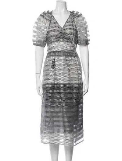 Pre-owned Baum Und Pferdgarten Polka Dot Print Midi Length Dress In White