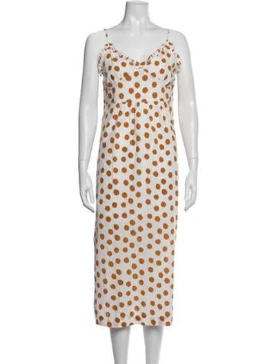 Pre-owned Baum Und Pferdgarten Polka Dot Print Midi Length Dress In White