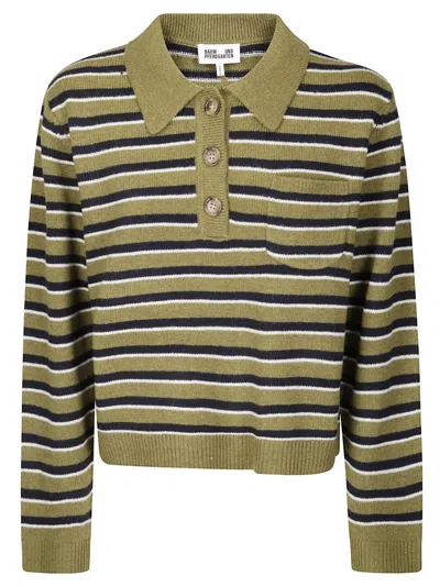 BAUM UND PFERDGARTEN POLO-STYLE MERINO WOOL SWEATER WITH CONTRASTING BUTTONS