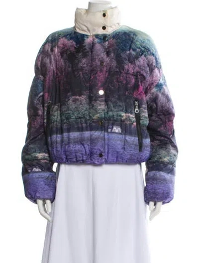 Pre-owned Baum Und Pferdgarten Printed Faux Fur Jacket In Blue