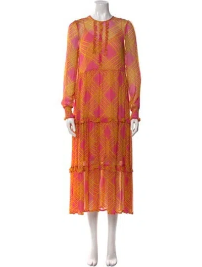 Pre-owned Baum Und Pferdgarten Printed Long Dress In Orange