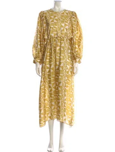 Pre-owned Baum Und Pferdgarten Printed Long Dress In Yellow