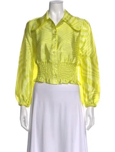 Pre-owned Baum Und Pferdgarten Printed Long Sleeve Blouse W/ Tags In Yellow