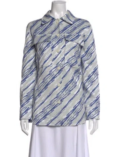Pre-owned Baum Und Pferdgarten Printed Long Sleeve Button-up Top In Blue