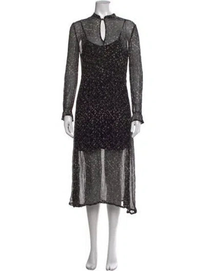 Pre-owned Baum Und Pferdgarten Printed Midi Length Dress In Black