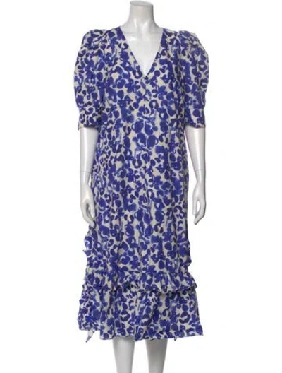 Pre-owned Baum Und Pferdgarten Printed Midi Length Dress In Blue