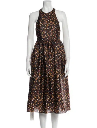Pre-owned Baum Und Pferdgarten Printed Midi Length Dress In Brown