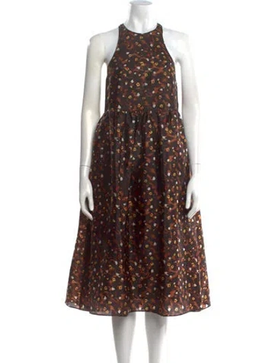 Pre-owned Baum Und Pferdgarten Printed Midi Length Dress In Brown