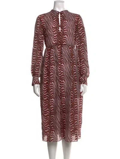 Pre-owned Baum Und Pferdgarten Printed Midi Length Dress In Burgundy