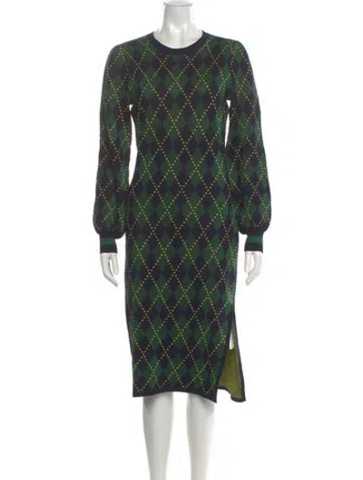 Pre-owned Baum Und Pferdgarten Printed Midi Length Dress In Green