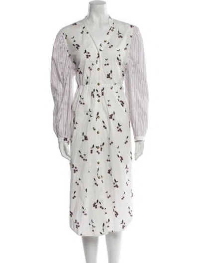 Pre-owned Baum Und Pferdgarten Printed Midi Length Dress In White