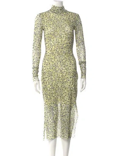 Pre-owned Baum Und Pferdgarten Printed Midi Length Dress In Yellow