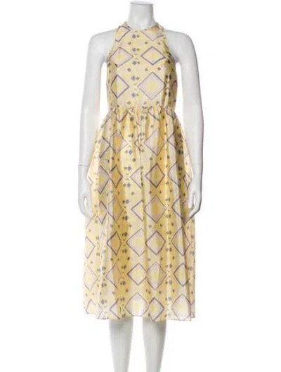 Pre-owned Baum Und Pferdgarten Printed Midi Length Dress In Yellow