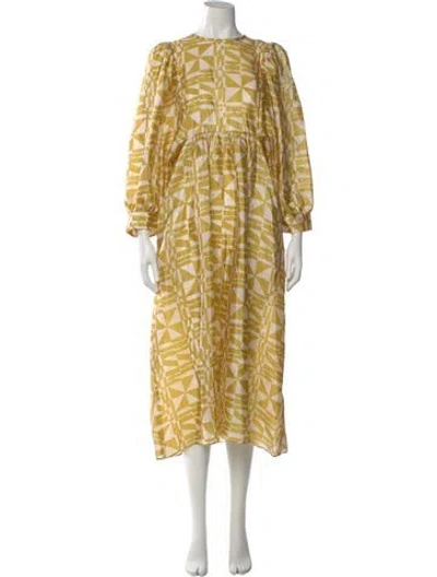 Pre-owned Baum Und Pferdgarten Printed Midi Length Dress In Yellow
