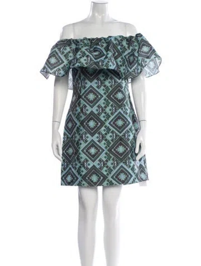 Pre-owned Baum Und Pferdgarten Printed Mini Dress In Blue