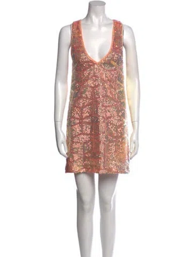 Pre-owned Baum Und Pferdgarten Printed Mini Dress In Orange