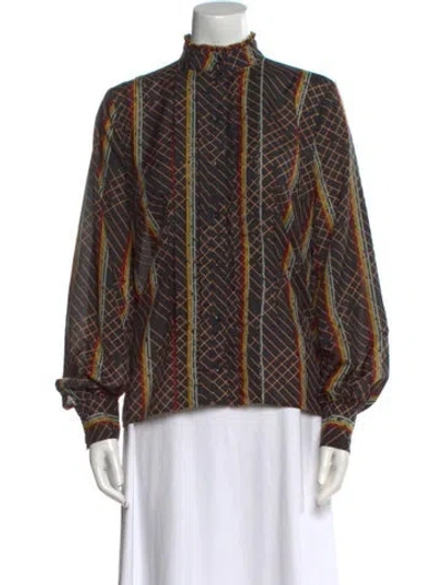 Pre-owned Baum Und Pferdgarten Printed Mock Neck Blouse In Multi