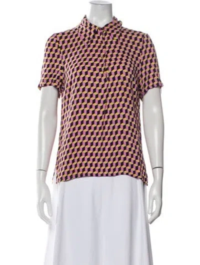 Pre-owned Baum Und Pferdgarten Printed Mock Neck Blouse In Purple