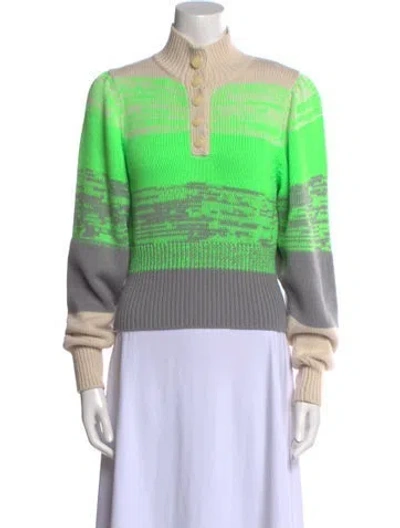 Pre-owned Baum Und Pferdgarten Printed Mock Neck Sweater In Green