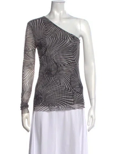 Pre-owned Baum Und Pferdgarten Printed One-shoulder Top In Black