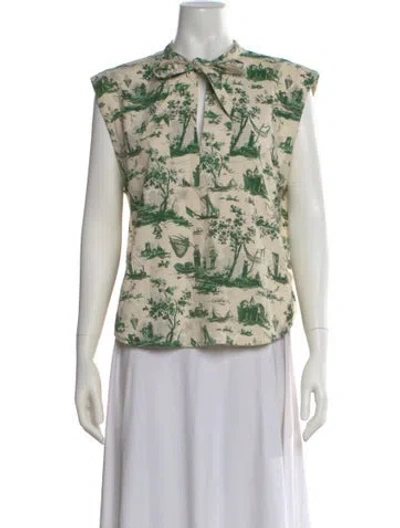 Pre-owned Baum Und Pferdgarten Printed Tie Neck Blouse In Neutral